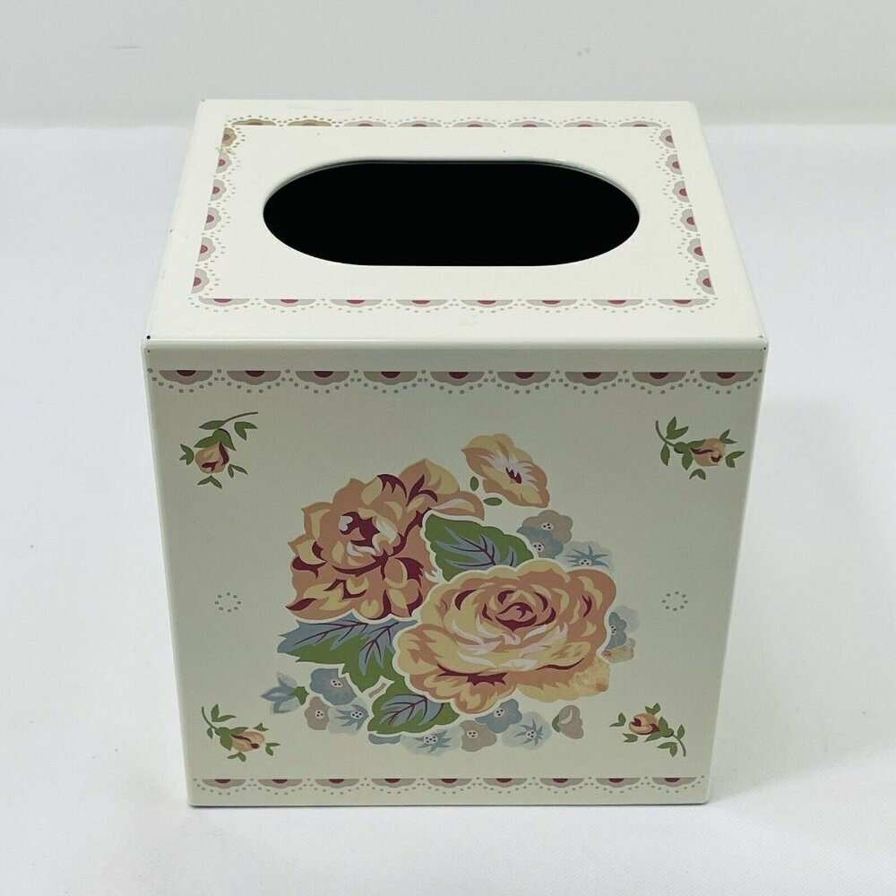 Vintage Japan Andre Richard Tissue Box Cover Square Cube Flower Spring Summer